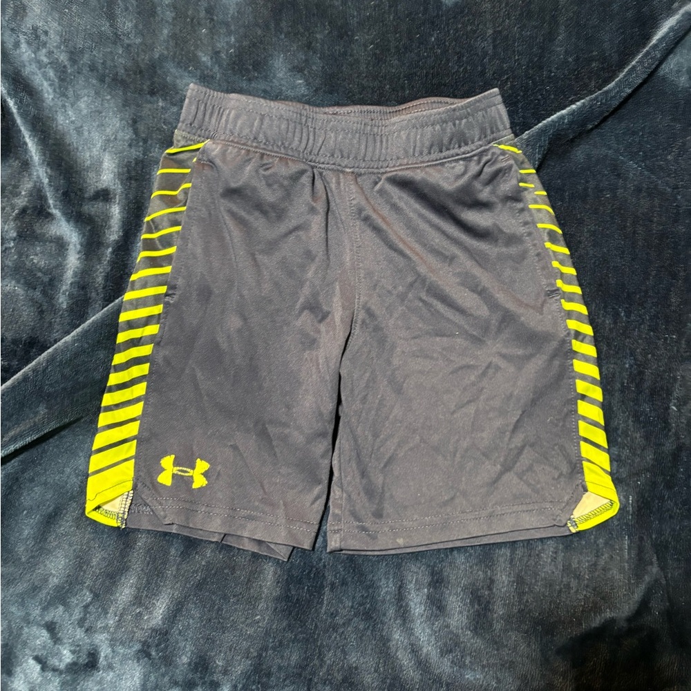 Under Armour Kids Charcoal and Neon Yellow Shorts